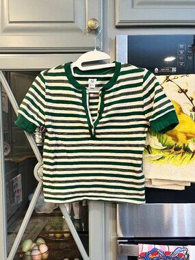 BDG Striped Shirt preppy henley XS streetwear fall cropped
